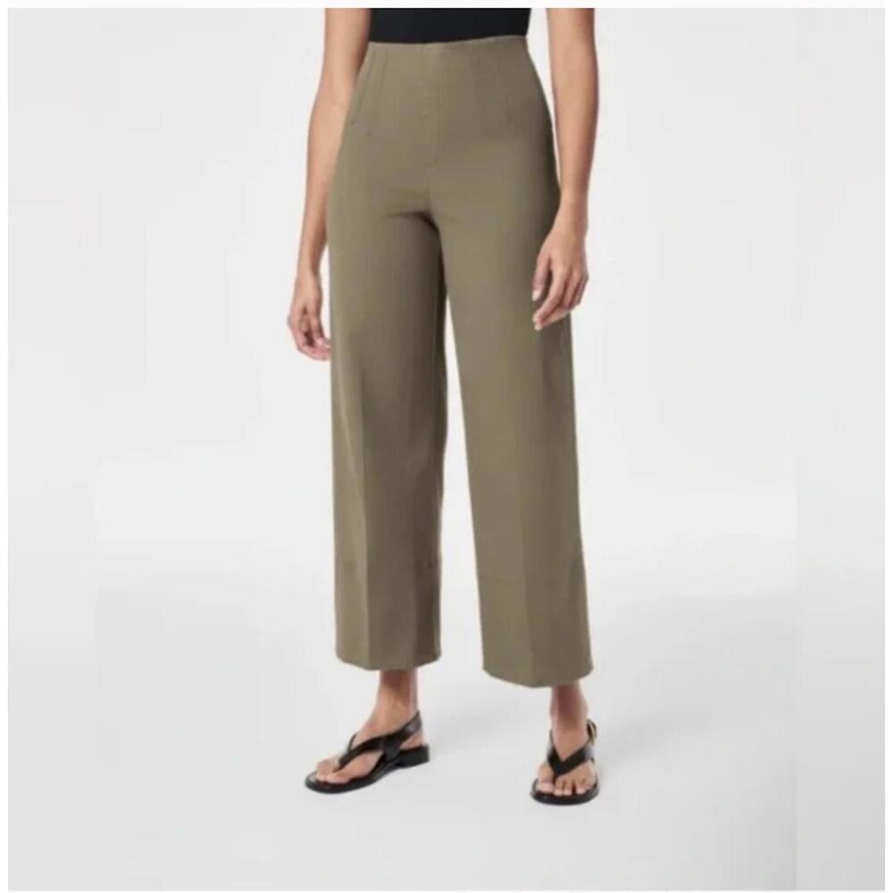 SPANX Women's Wide Leg Cropped Moss Pull On Pants Large